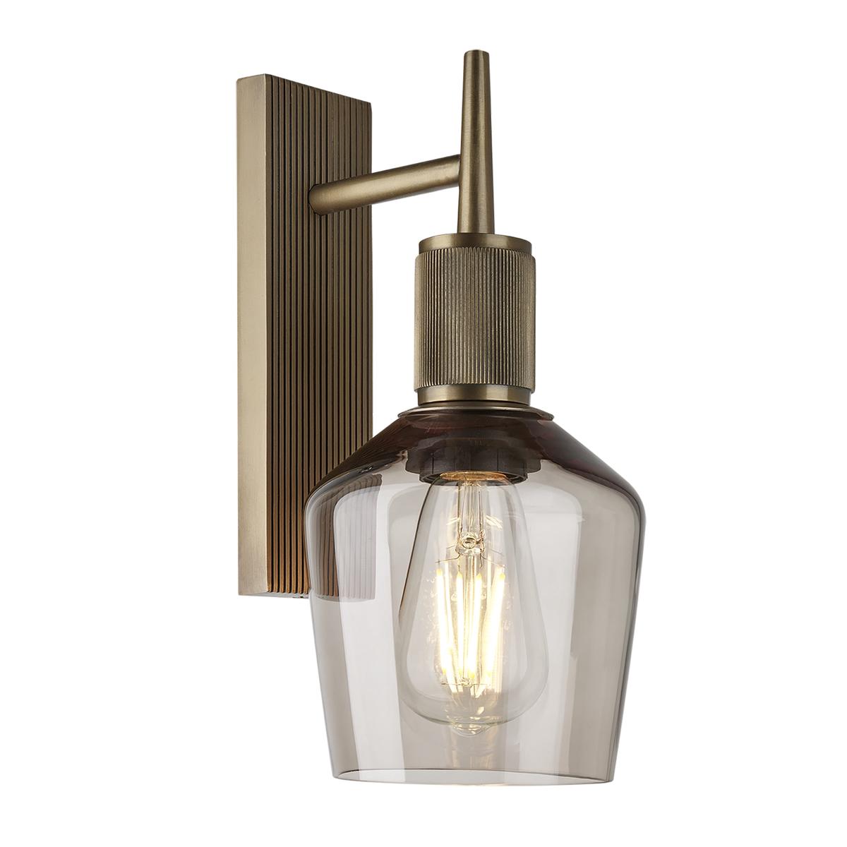 Henley Smoked Glass Schoolhouse Wall Light - 55 Inch - Mocha