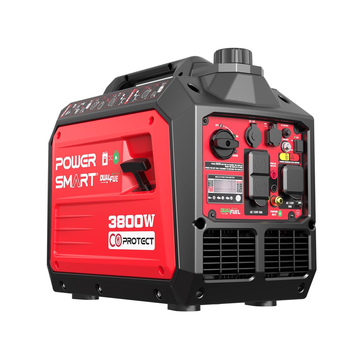 3800W3500W GasPropane Dual Fuel Inverter Generator w CO Alert HB5040DC