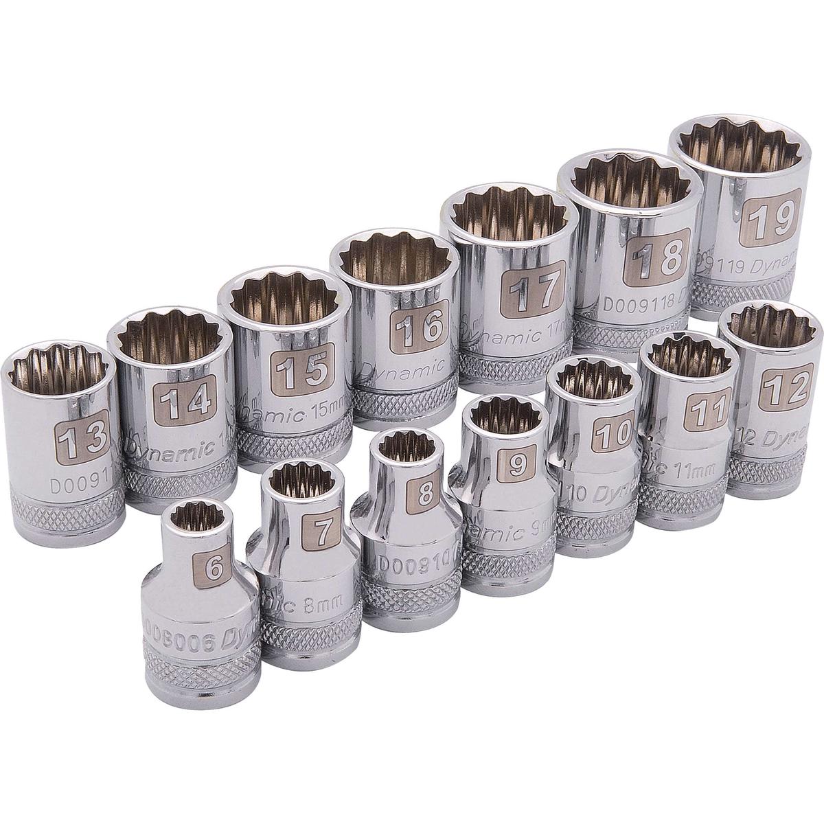 38 Drive 14pc 12-Point Standard Metric Socket Set - 6mm - 19mm