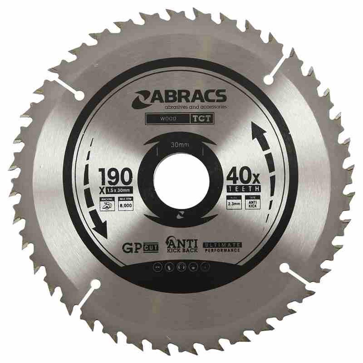 Abracs TCT Blade 190mm X 30mm X 40 Tooth Wood