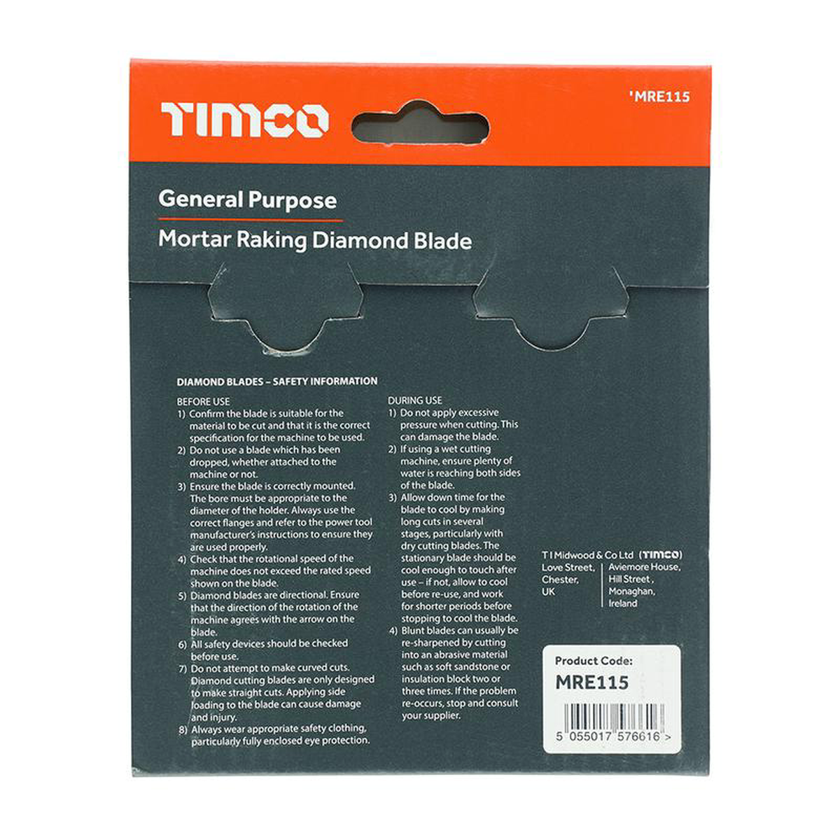 TIMCO General Purpose Mortar Raking Diamond Blade 8211 115 x 222