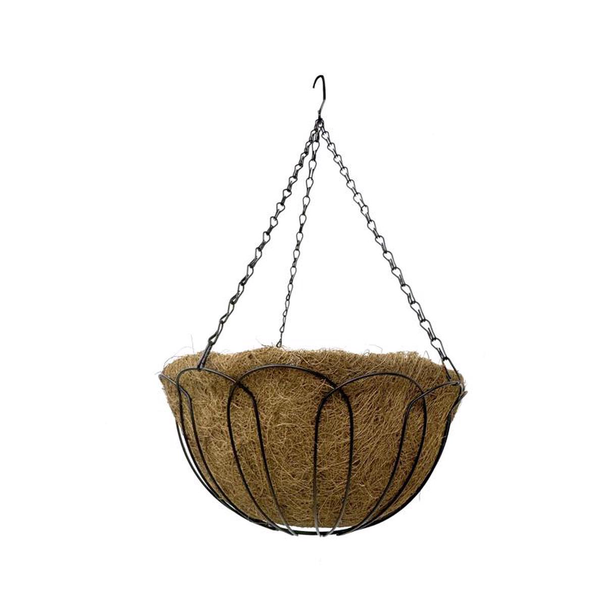 Living Accents 18 in W Steel Hanging Basket Black