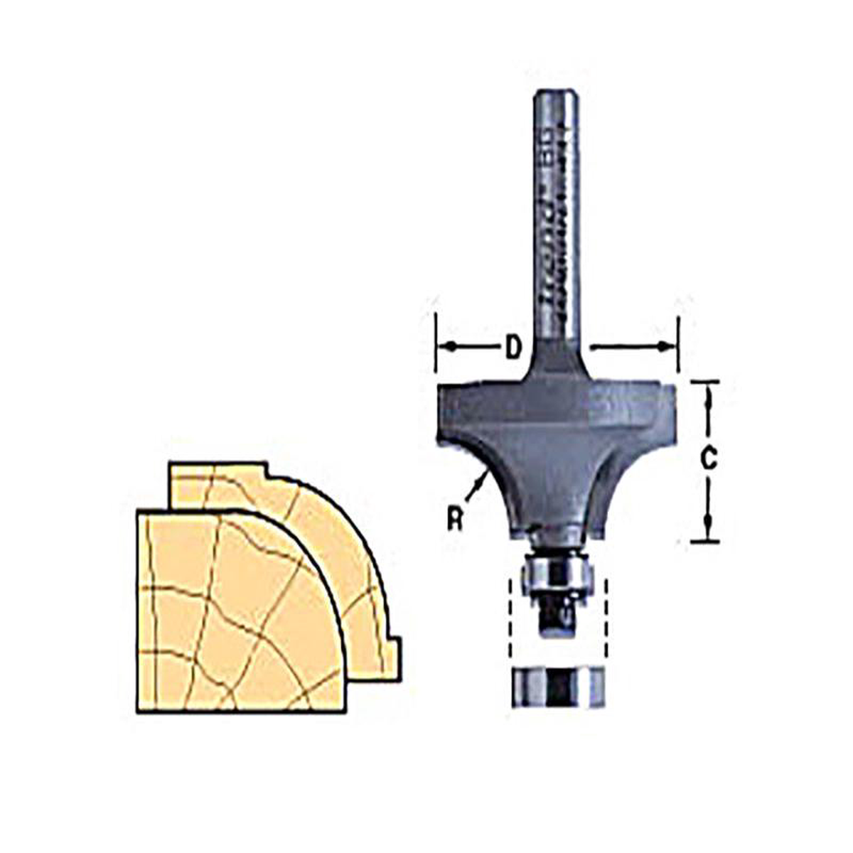 46160 x 12 TCT Bearing Guided Ovolo 038 Round Over 16mm Radius