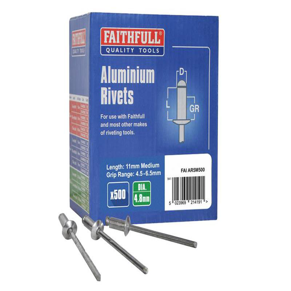 Aluminium Rivets 48 x 11mm Medium Bulk Pack of 500