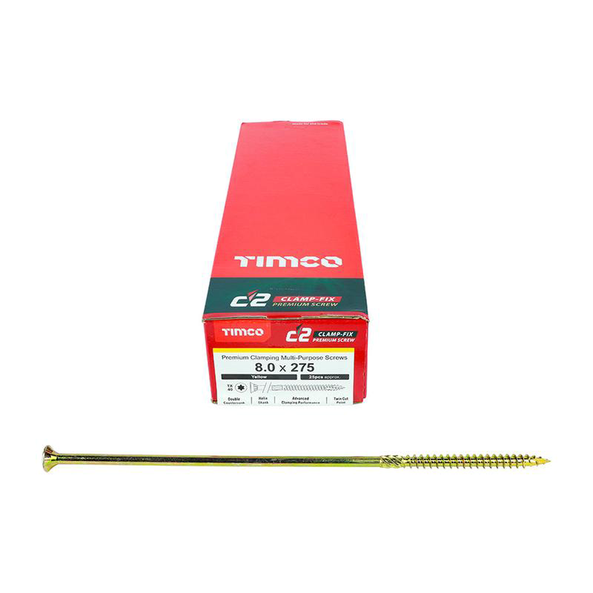 TIMCO C2 Clamp-Fix Multi-Purpose Premium Countersunk Gold Woodscrews 8211 80 x 275
