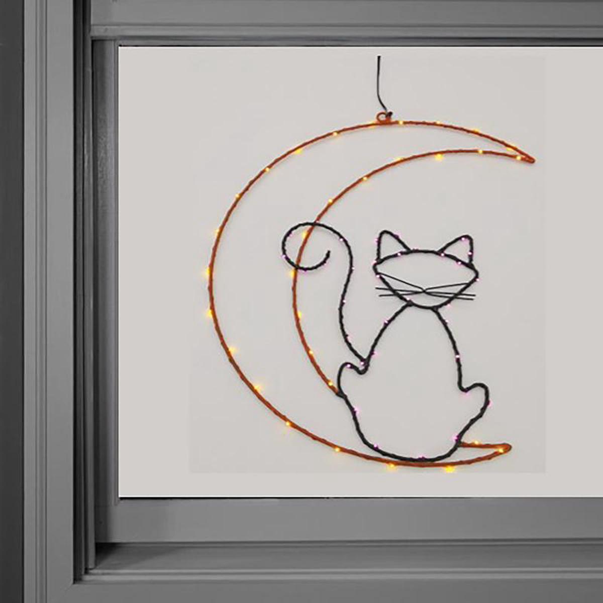 Celebrations 36016-71 LED Halloween MoonCat Hanging Decor 14 Inch
