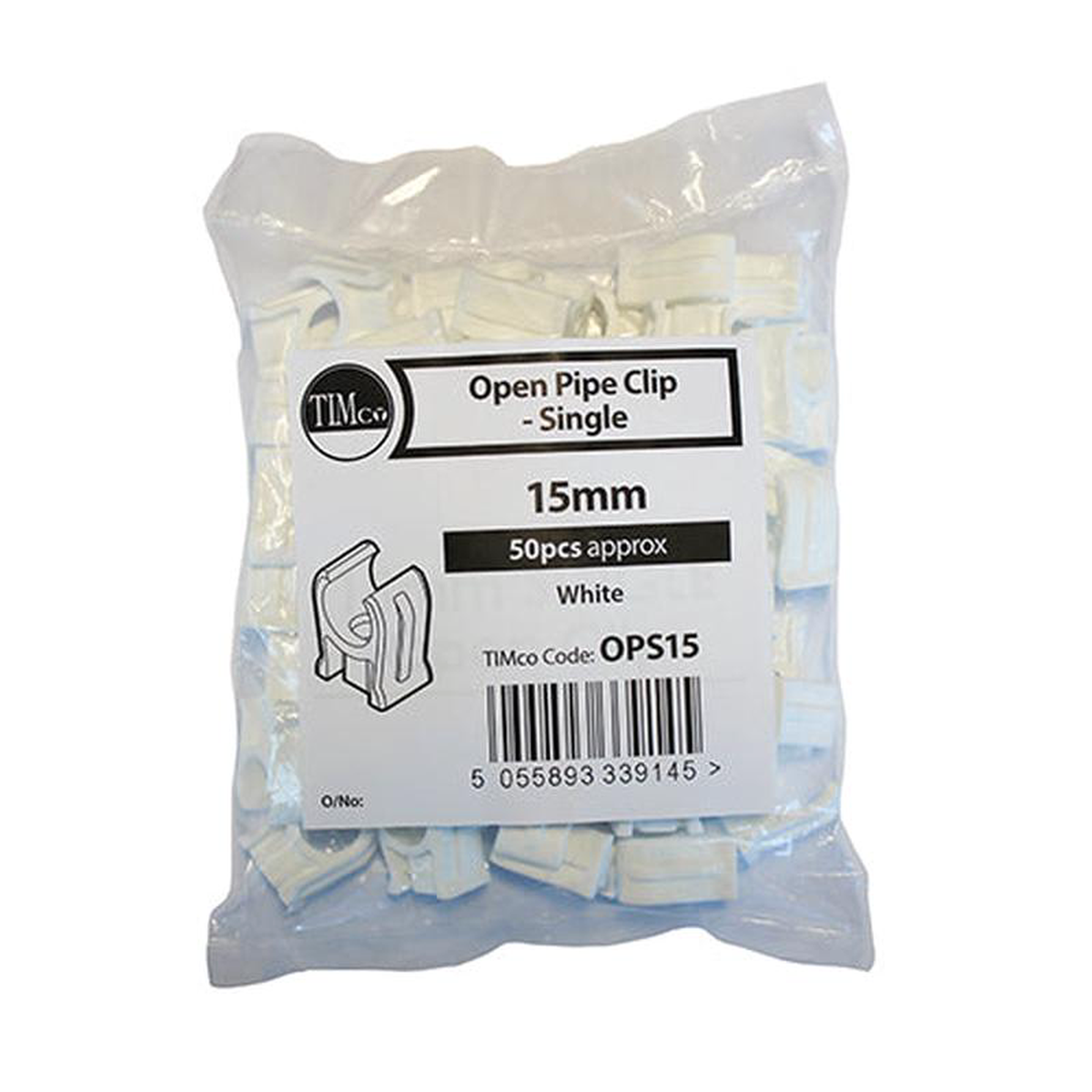 Single Snap-In Open Pipe Clips White 8211 15mm