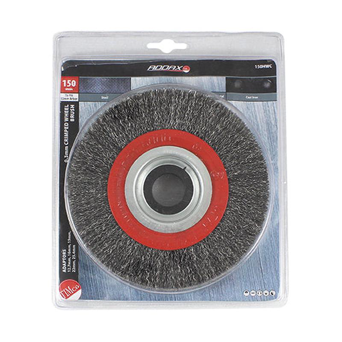 TIMCO Wheel Brush with Plastic Reducer Set Crimped Steel Wire 8211 150mm