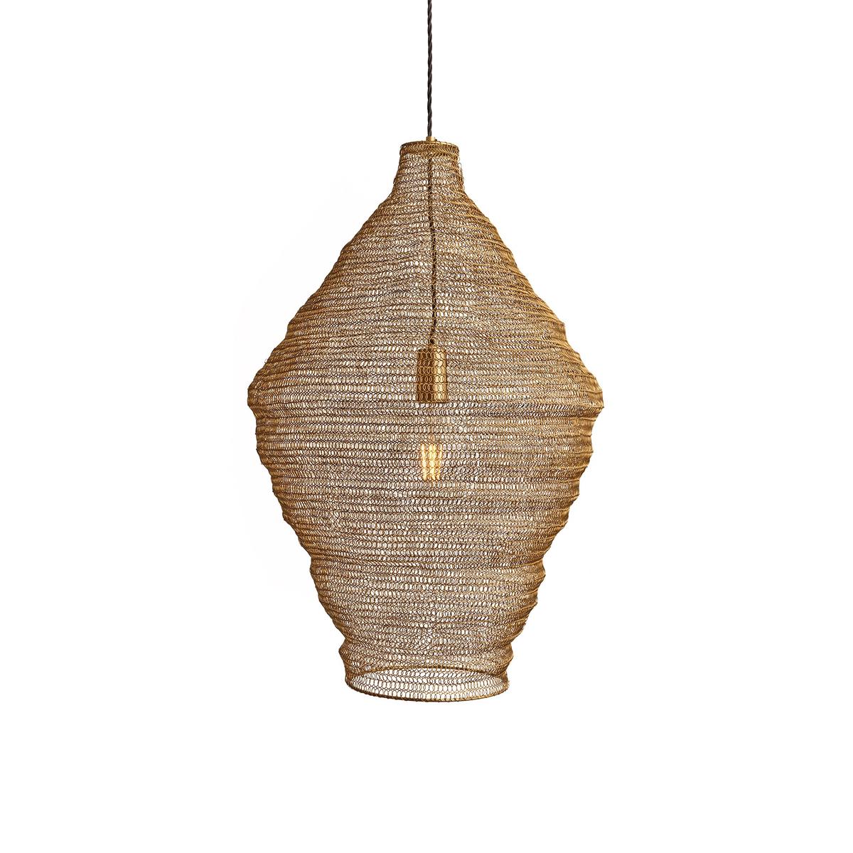 Beehive Wire Cage Metal Mesh Pendant Light - Diamond - Brass