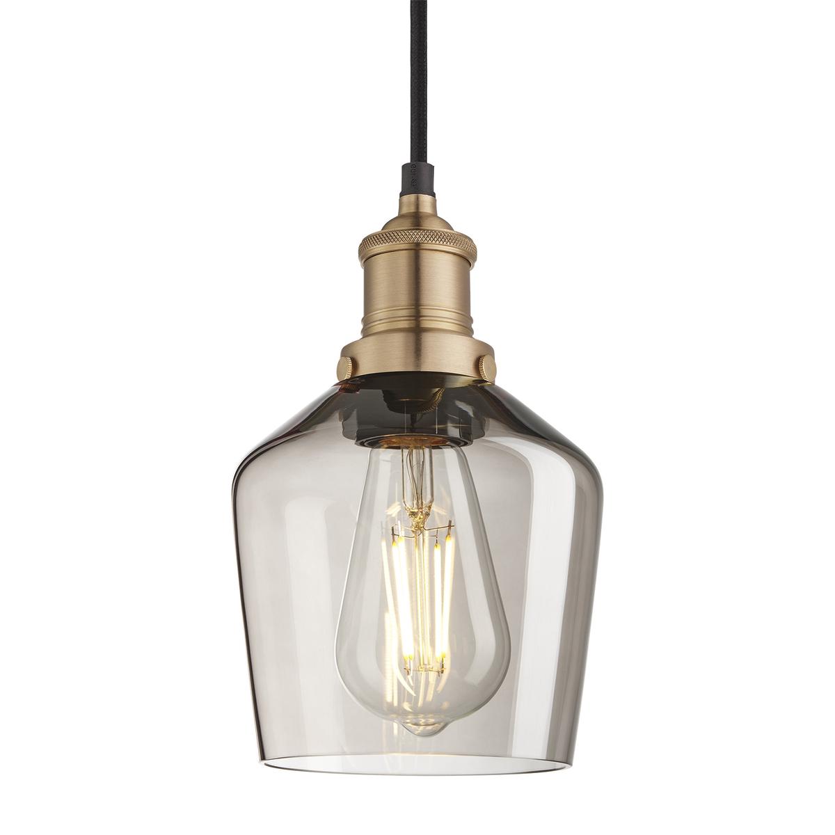 Brooklyn Smoked Glass Schoolhouse Pendant Light - 55 Inch
