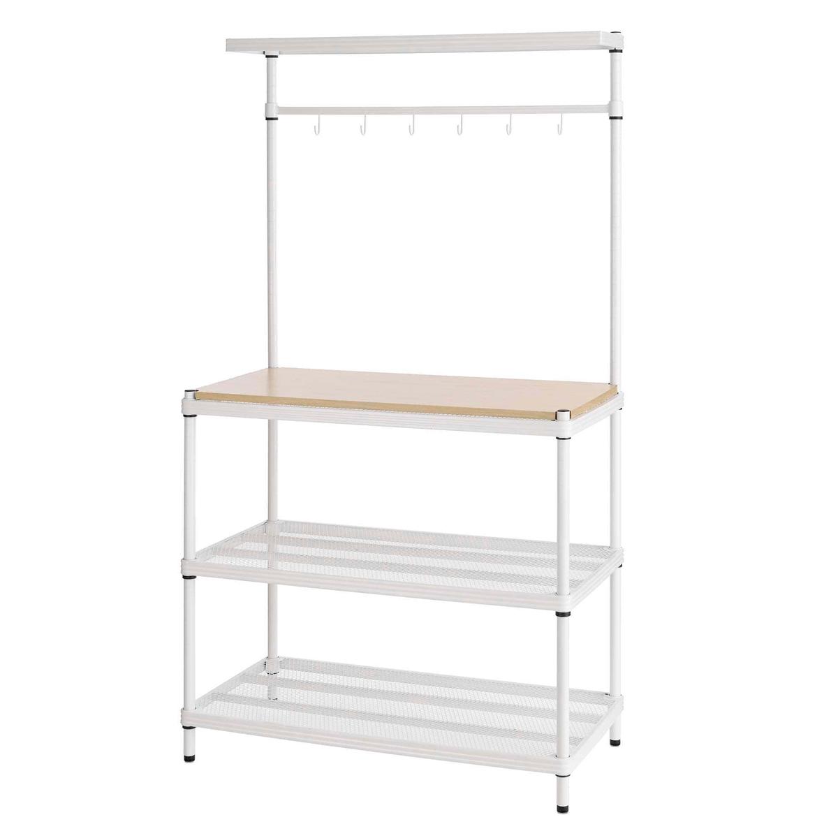 MeshWorks Utility Unit with Wood Top White
