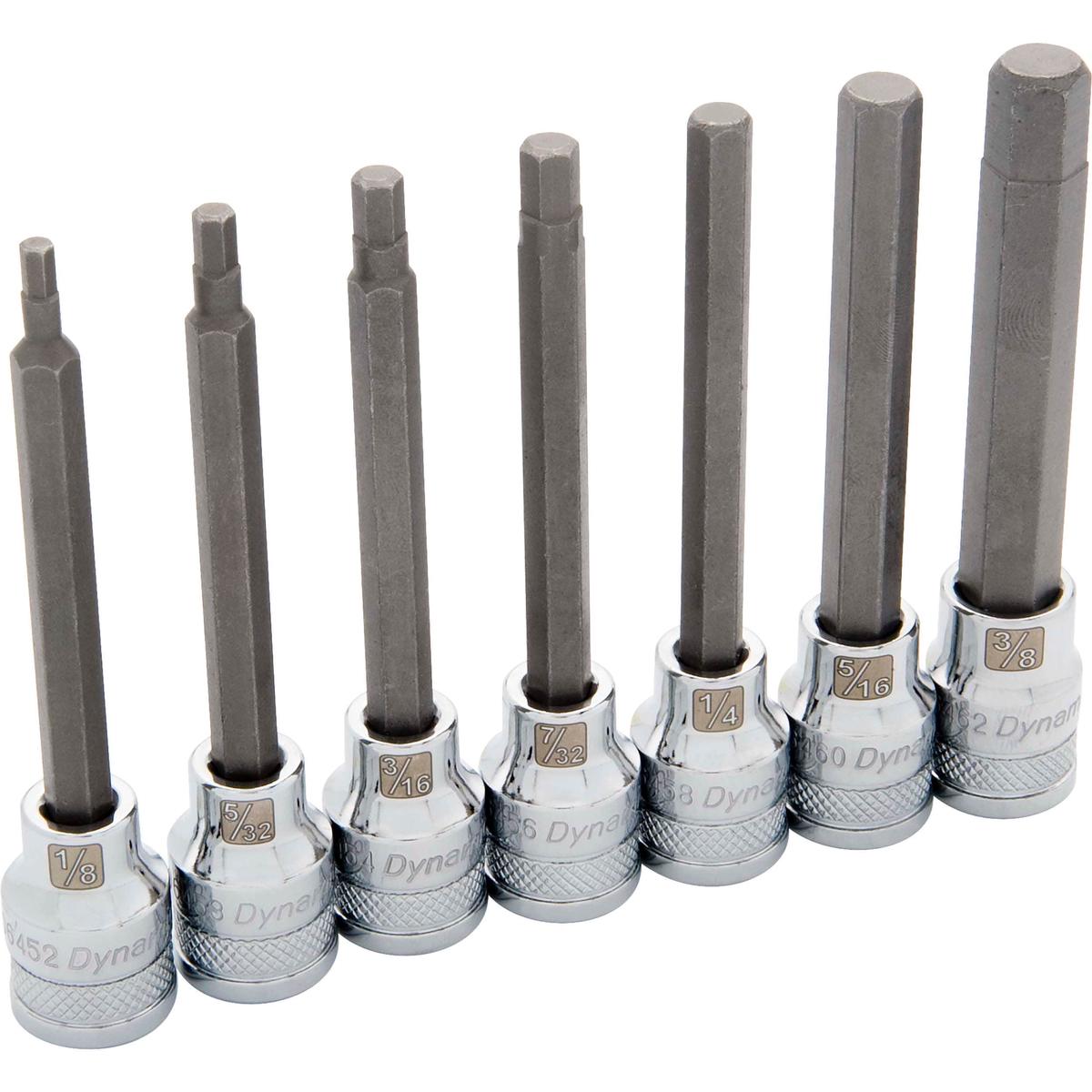 38 Drive 7pc SAE Long Hex Socket Set 18 - 38
