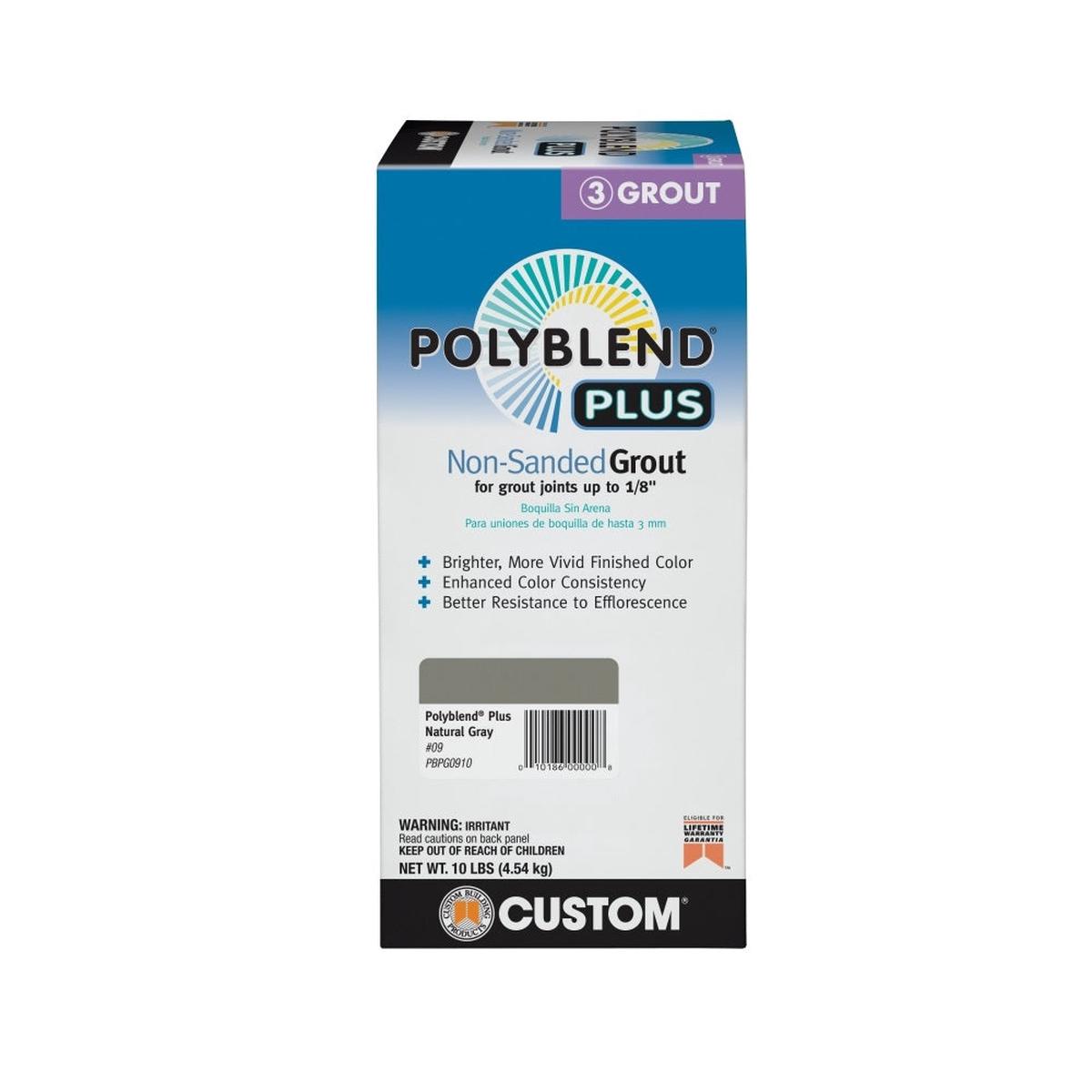 Custom Building Products PBPG0910 Polyblend Non-Sanded Grout Natural Gray 10 lb