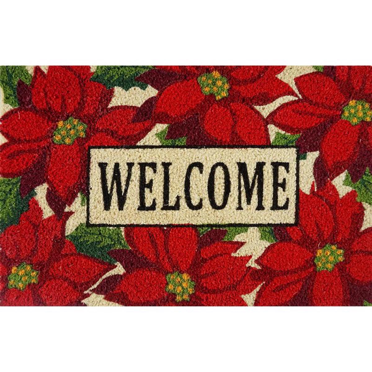 Rockport Premium VBC1828FWFL1833 Poinsettia Welcome Door Mat Multicolored