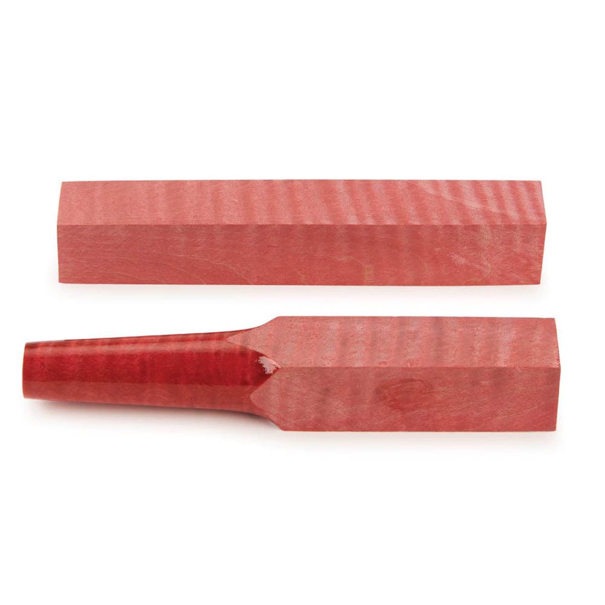 Stabilized Dyed Curly Maple Pen Blank - 34 x 34 x 5 - Red