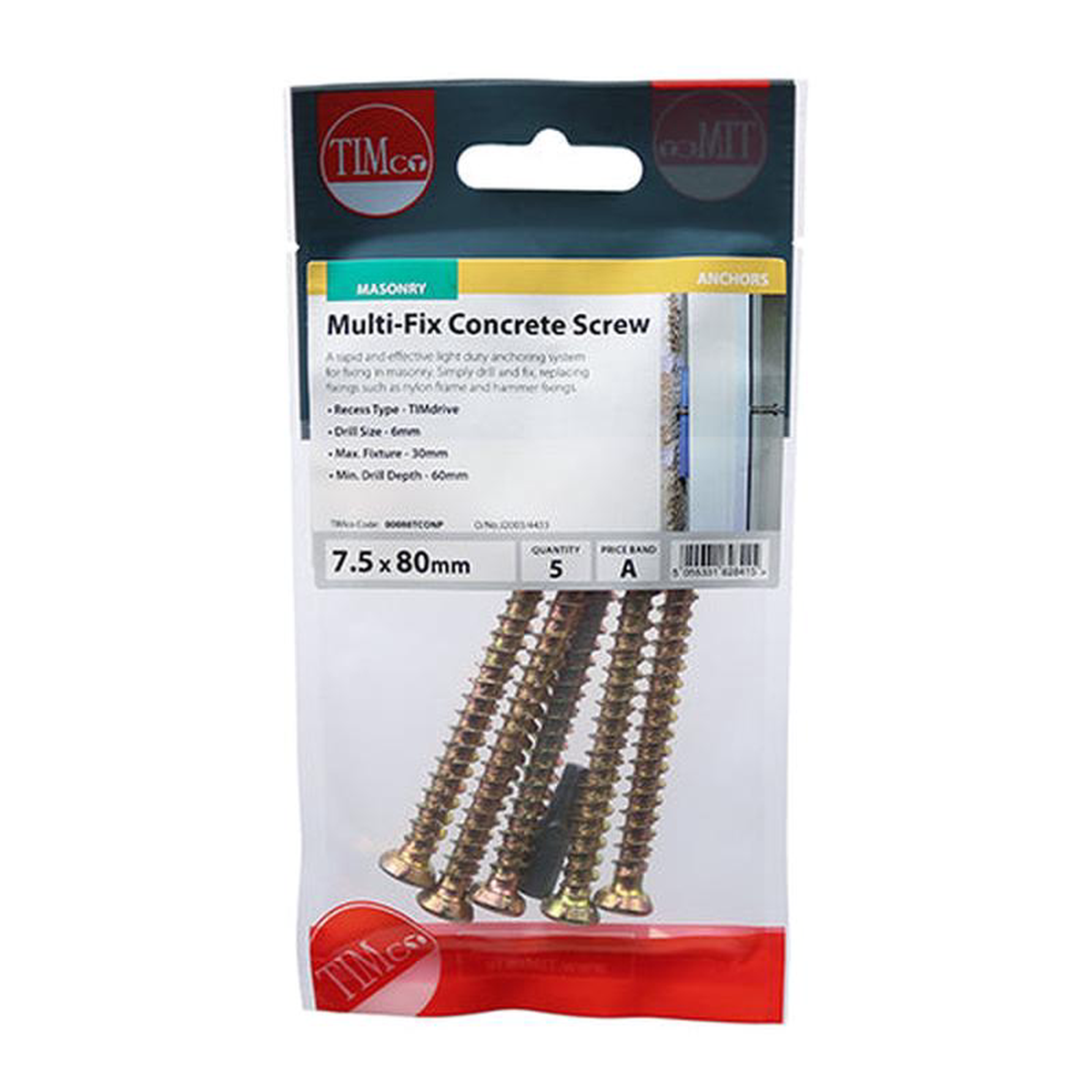 TIMCO Concrete Screws Flat Countersunk Gold 8211 75 x 60