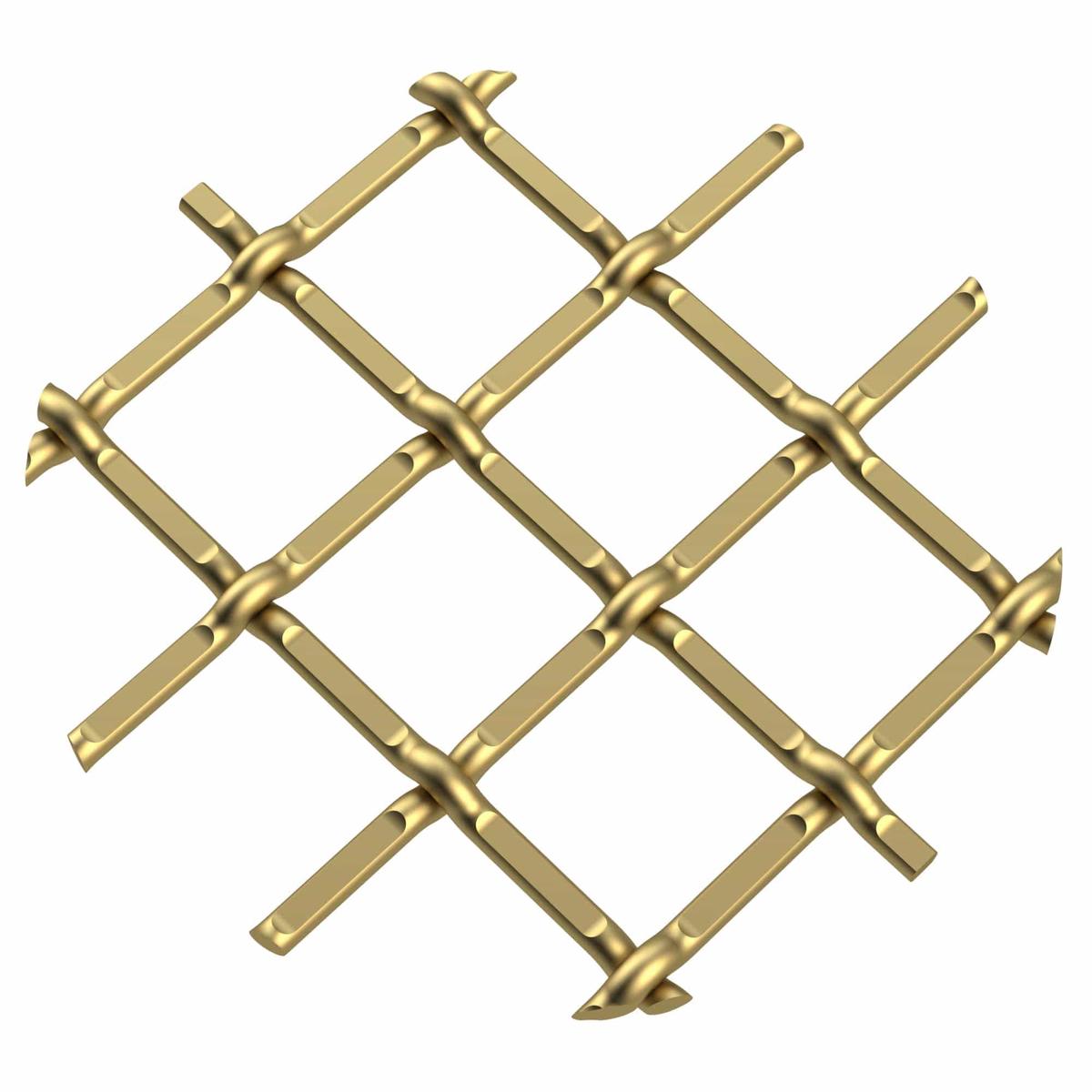 5 Round Single Diamond Decorative Grille - Satin Brass 36 W x 24 L Sheet