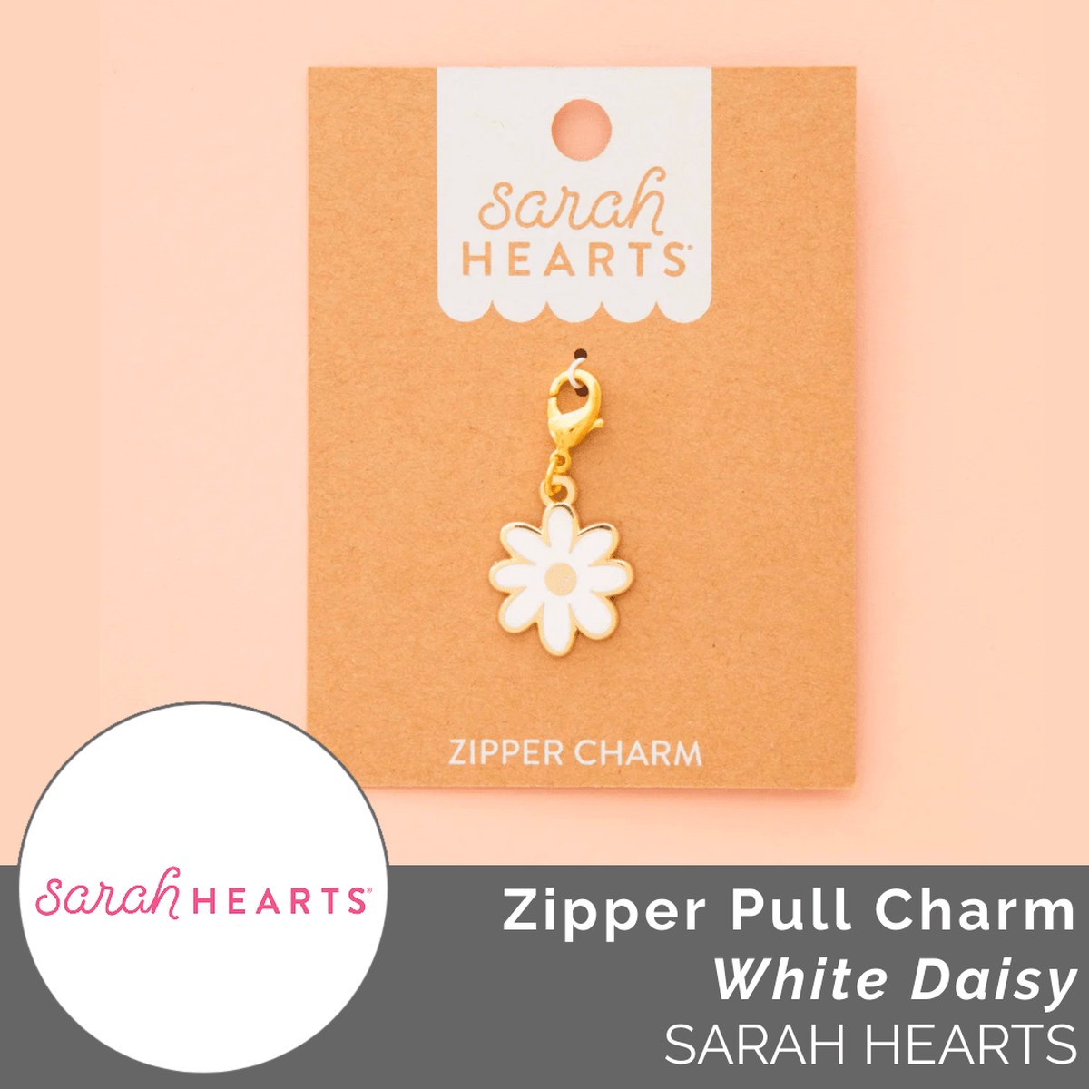 Zipper Charm White Daisy