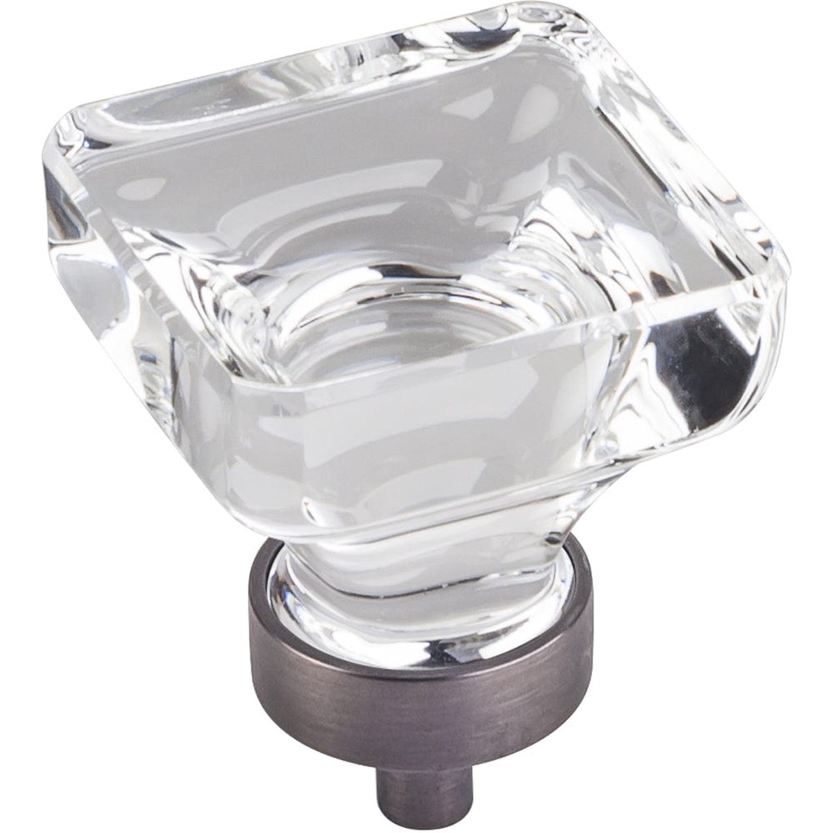 Harlow Large Square Glass Knob 1-38 OL Brushed Pewter