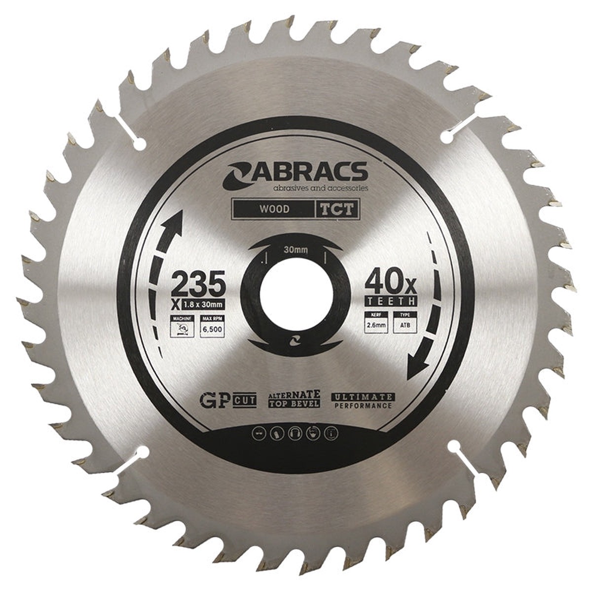 Abracs TCT Blade 235mm X 30mm X 40 Tooth Wood