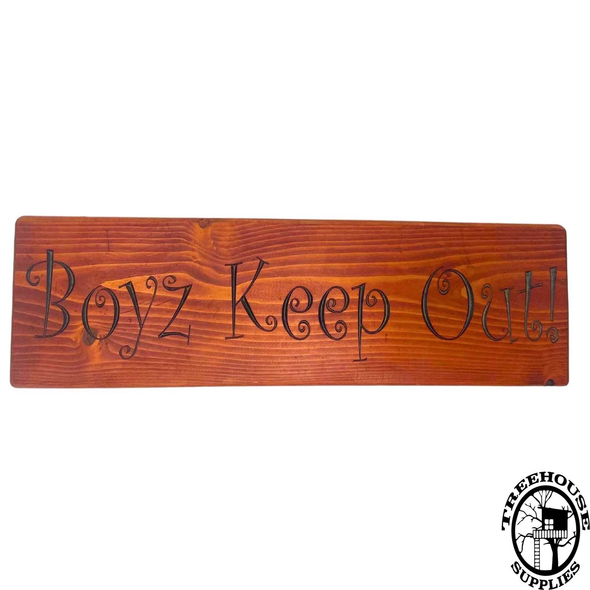 Boyz Keep Out Wood Engraved Sign- Dark Stain