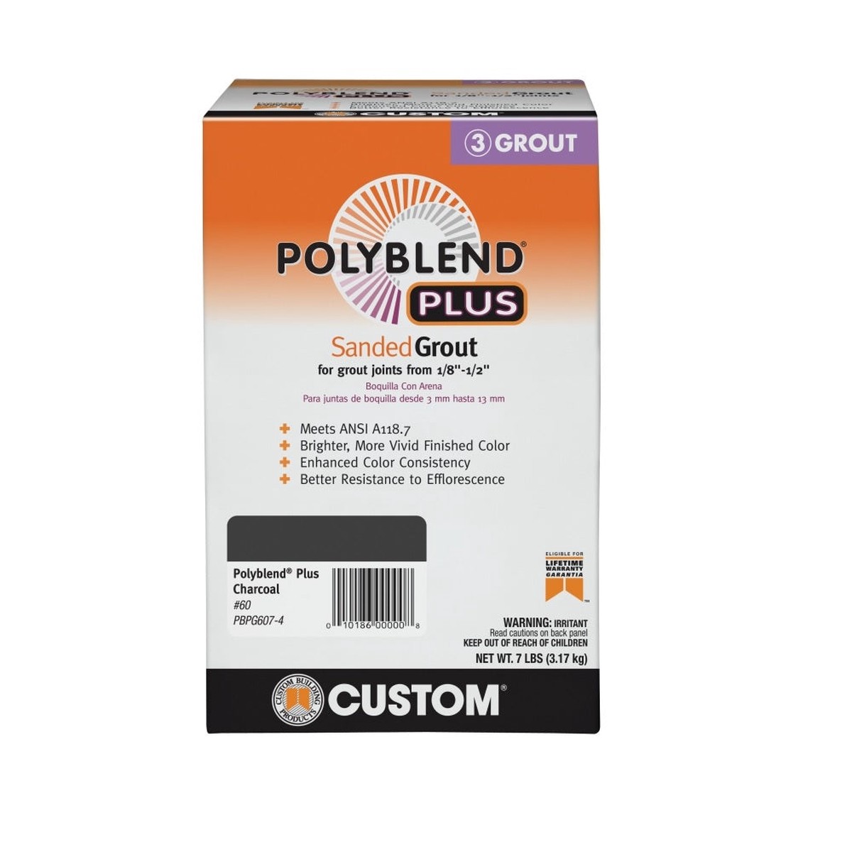 Custom Building Products PBPG607-4 Polyblend Plus Sanded Grout 7 Lbs