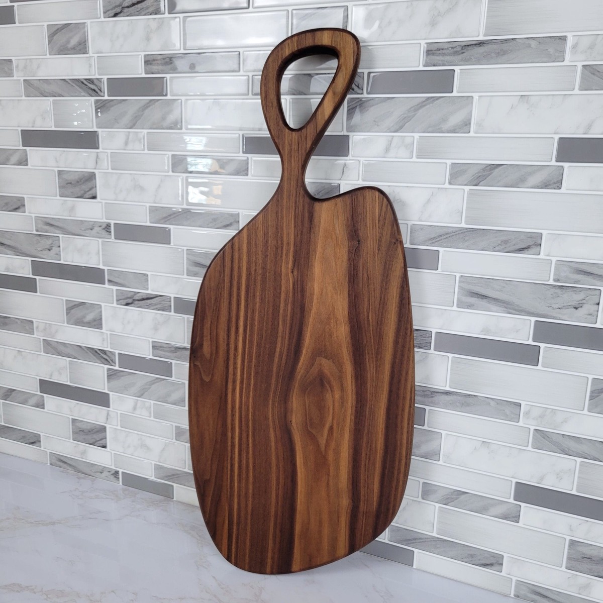 Black Walnut Charcuterie Board with Organic Curves and Handle