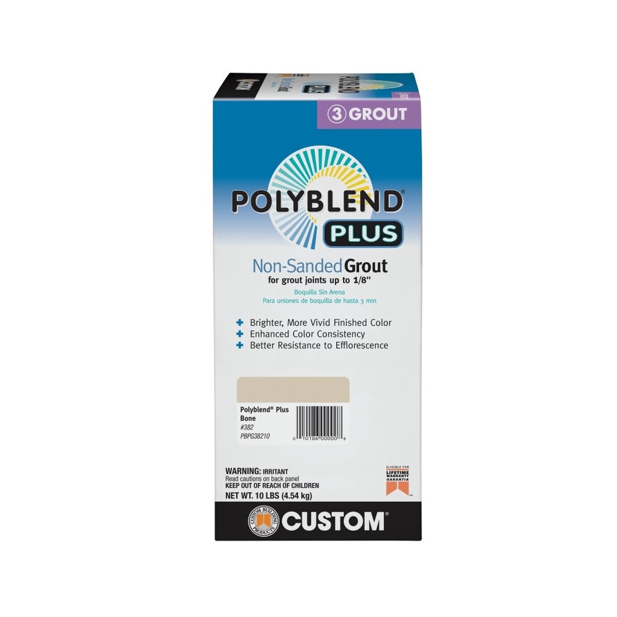 Custom Building Products PBPG38210 Polyblend Non-Sanded Grout Bone 10 lb