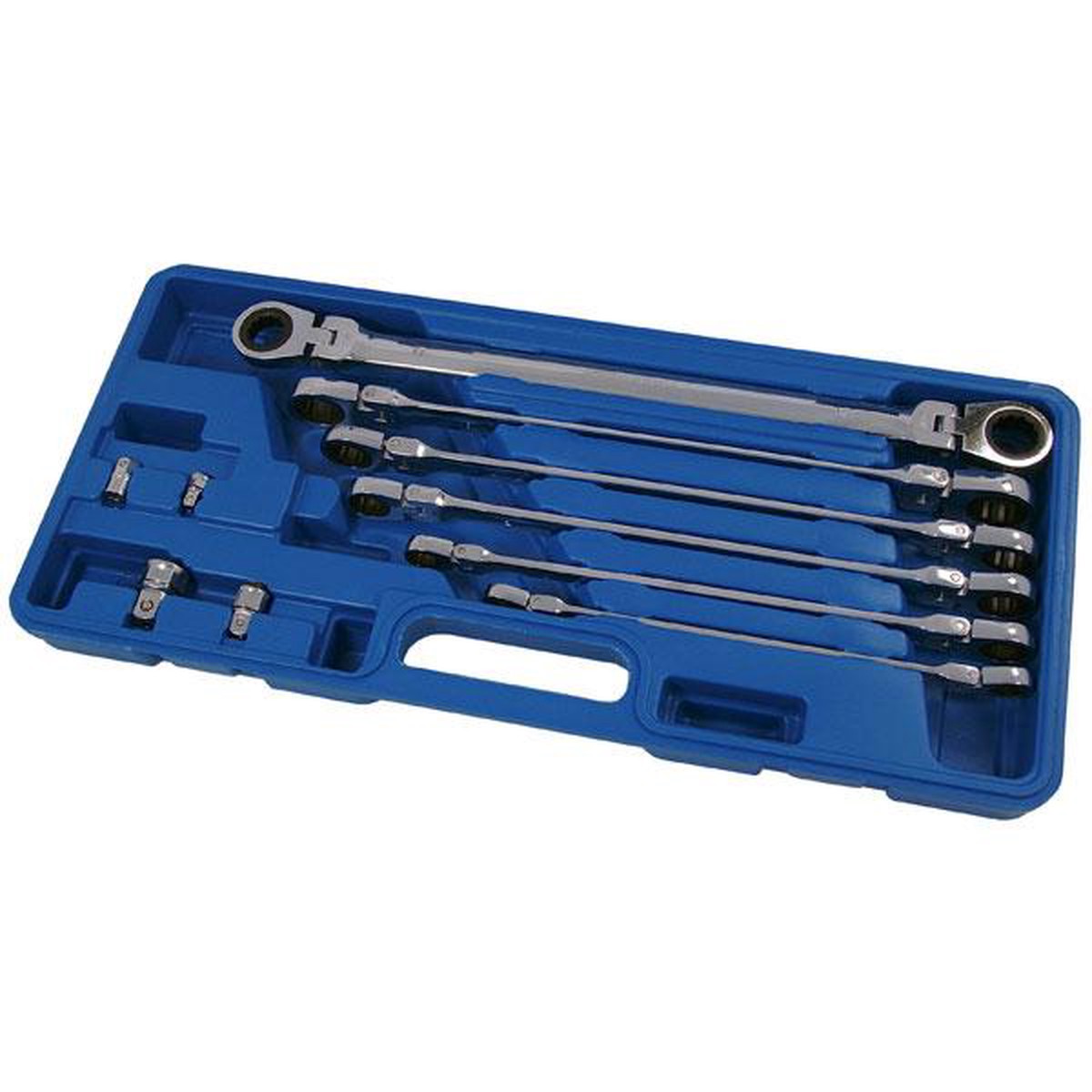 Neilsen CT3037 Flexi-Head Ratchet Spanner Set-Extra Long Silver
