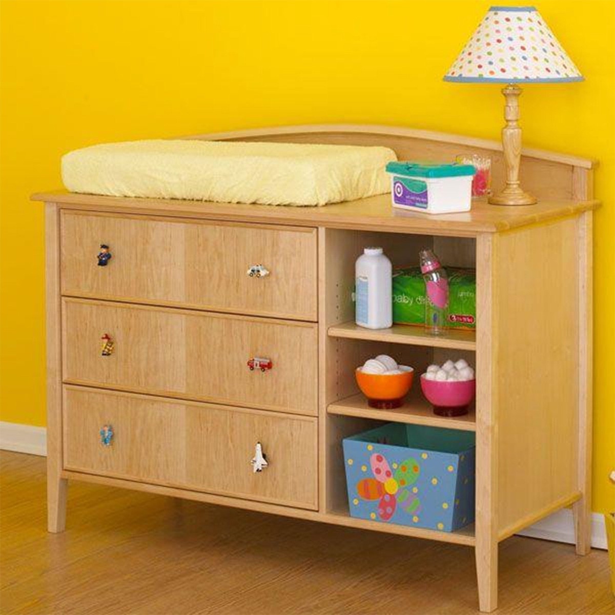 Downloadable Woodworking Project Plan to Build Double-duty Changing TableDresser