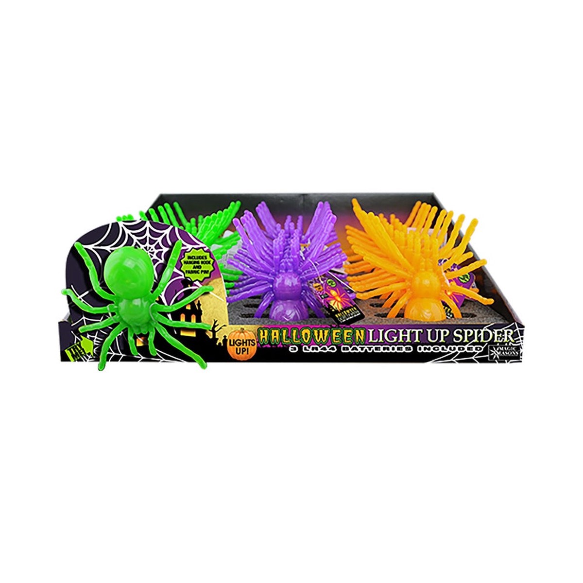 Magic Seasons 702462 Light Up Halloween Spiders Plastic