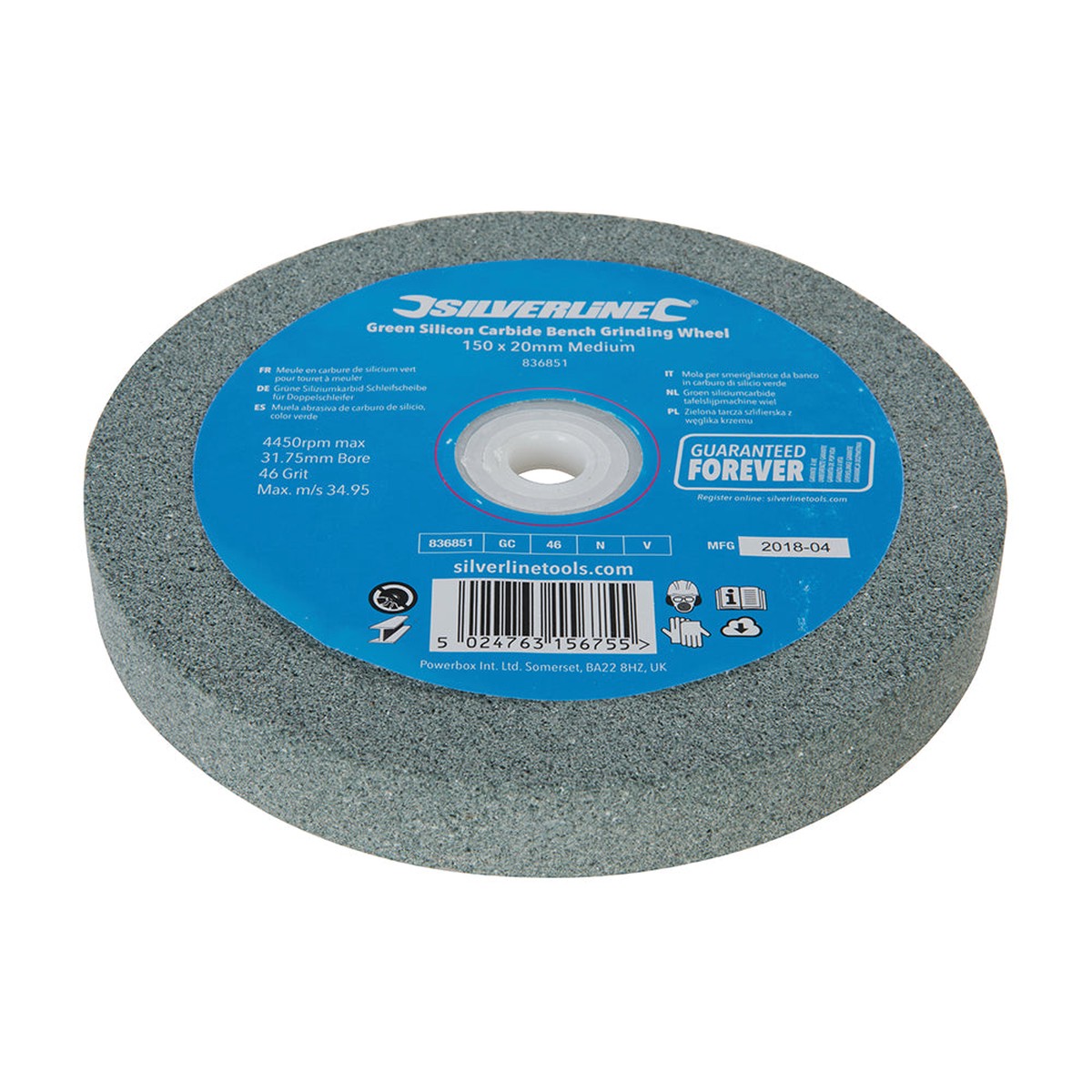 Silverline 836851 Green Silicon Carbide Bench Grinding Wheel 150 x 20mm Medium
