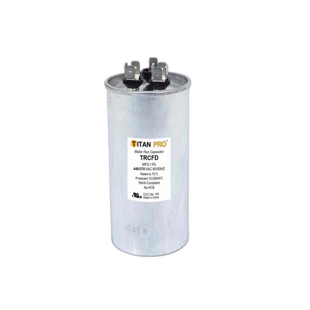 Titan Pro TRCFD303 303 MFD MFD Round Run Capacitor Aluminum