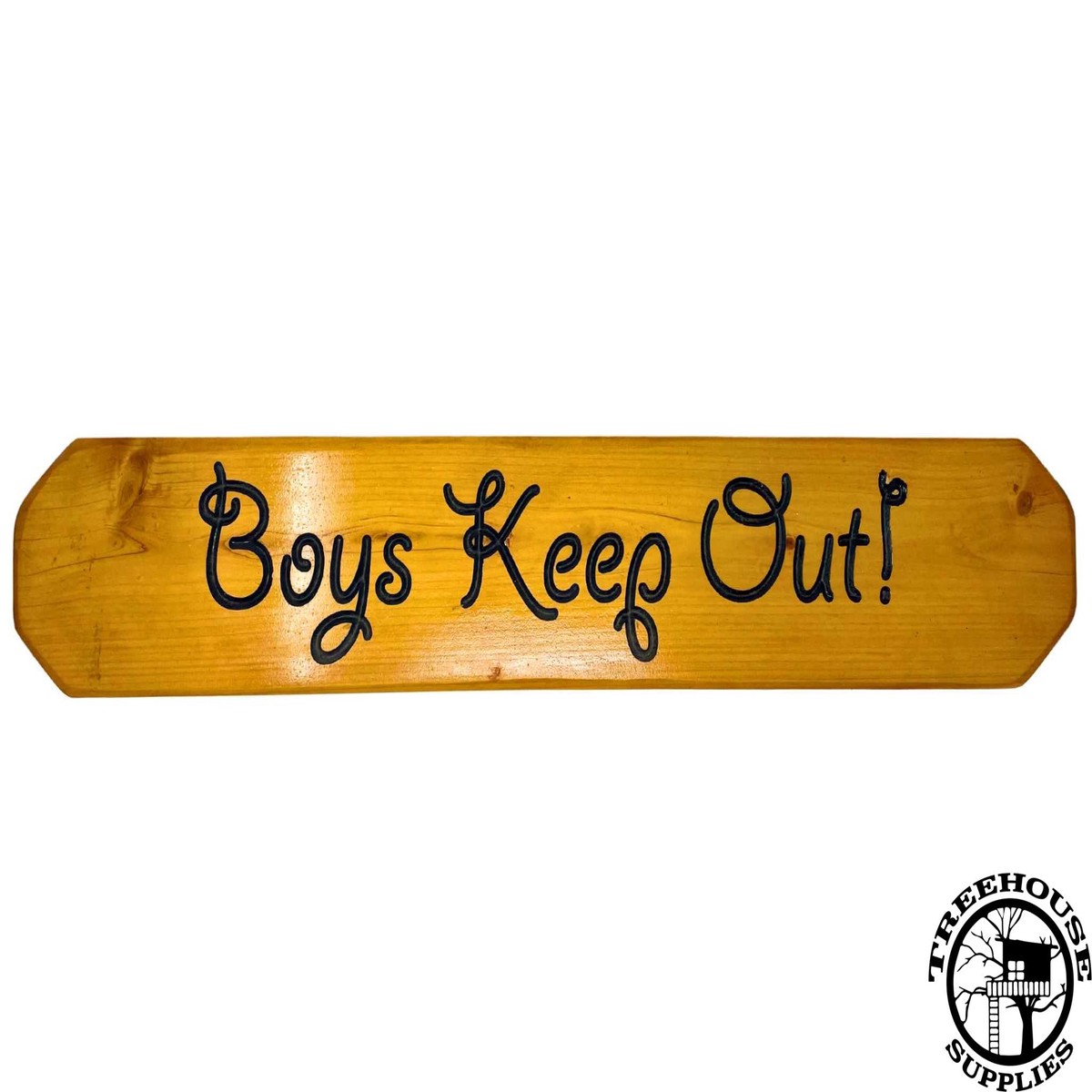 Boys Keep Out Wood Engraved Sign- Light Stain