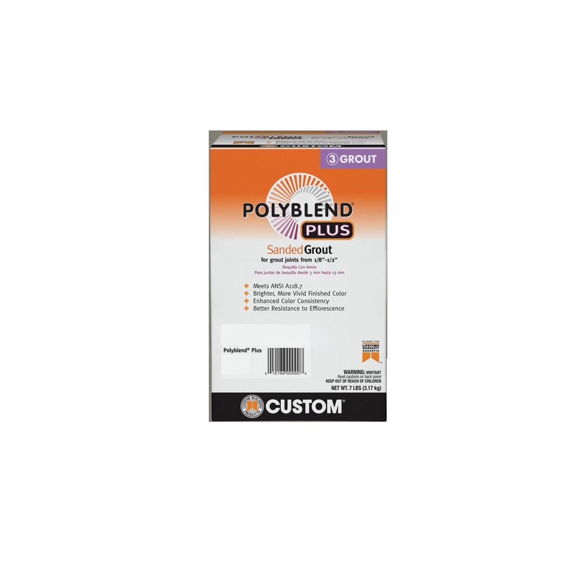 Custom Building PBPG097-4 Polyblend Plus Sanded Grout Polyblend Plus 7 lbs