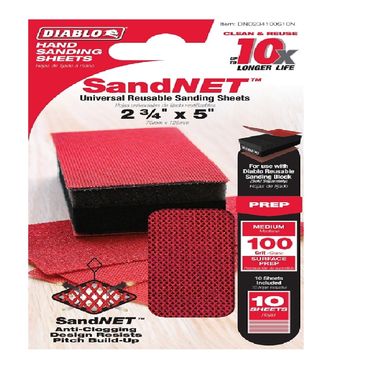 Diablo DND234100S10N SandNET Hand Sander Refill Sheet 100-Grit