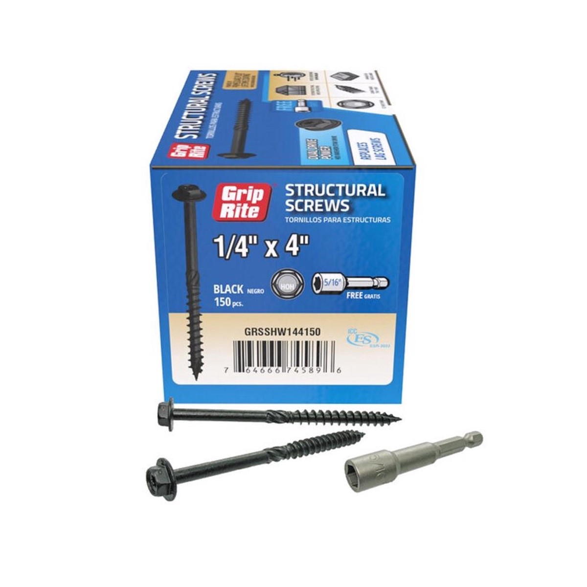 Grip-Rite GRSSHW144150 Hex Washer Head Structural Screws 4 Inch