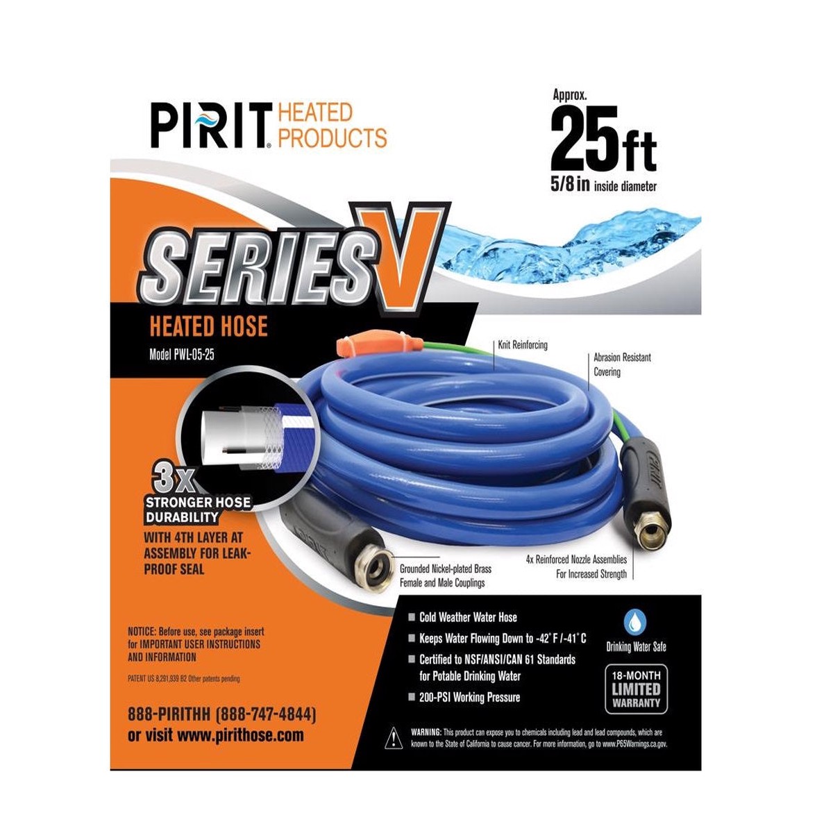 Pirit PWL-05-25 Series V Medium Duty Heated Hose PVC