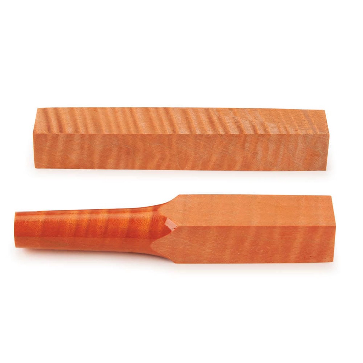 Stabilized Dyed Curly Maple Pen Blank - 34 x 34 x 5 - Orange