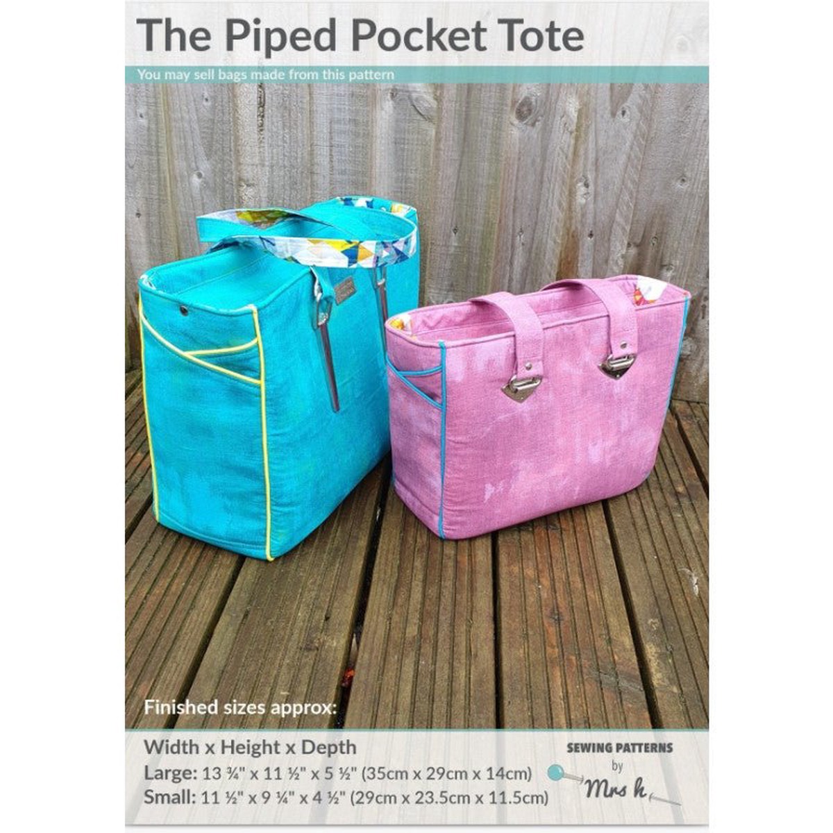 The Piped Pocket Tote by Sewing Patterns by Mrs H (Printed Paper Pattern)