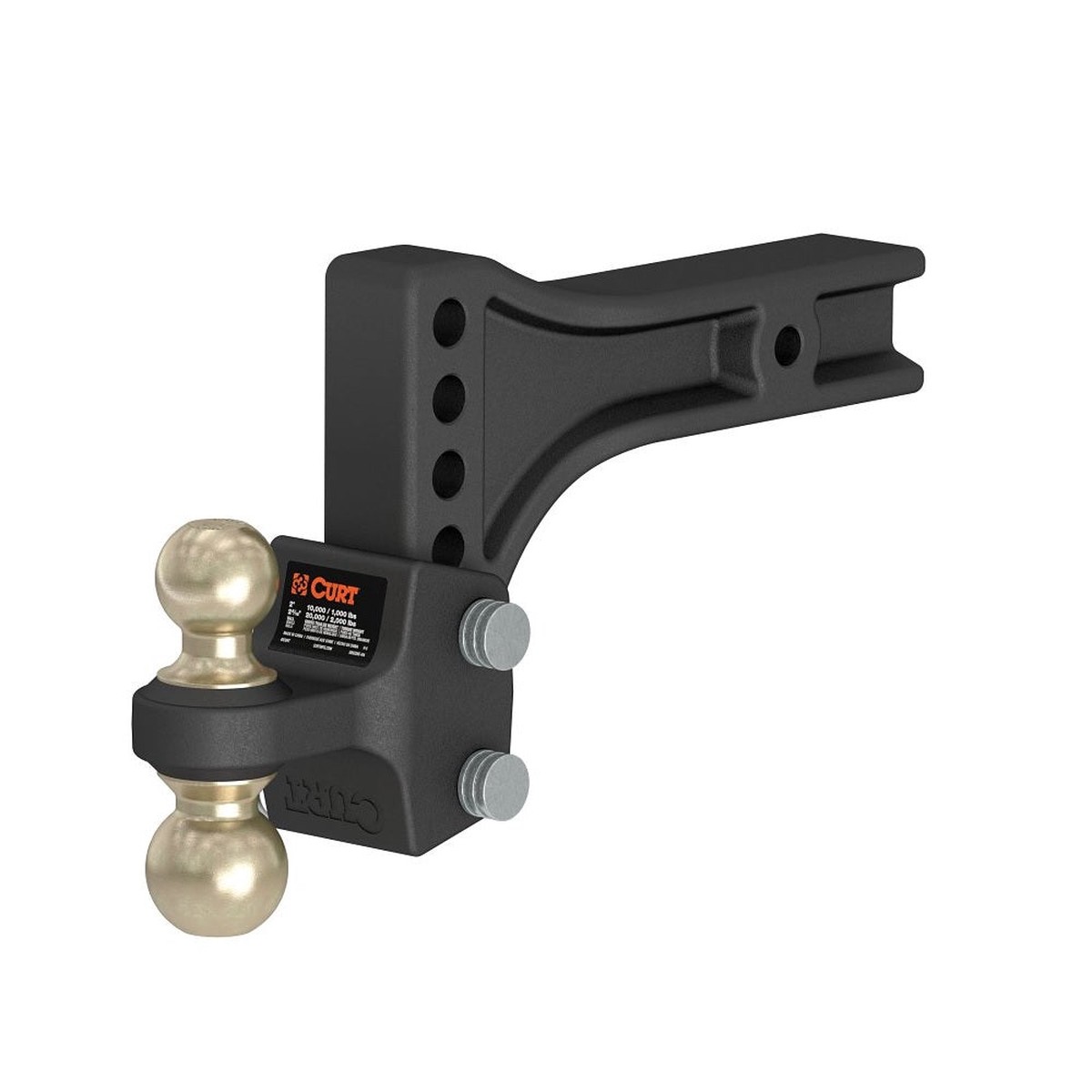 Curt 45937 Adjustable Trailer Hitch Dual-Ball Mount Carbon Steel Powder-Coated