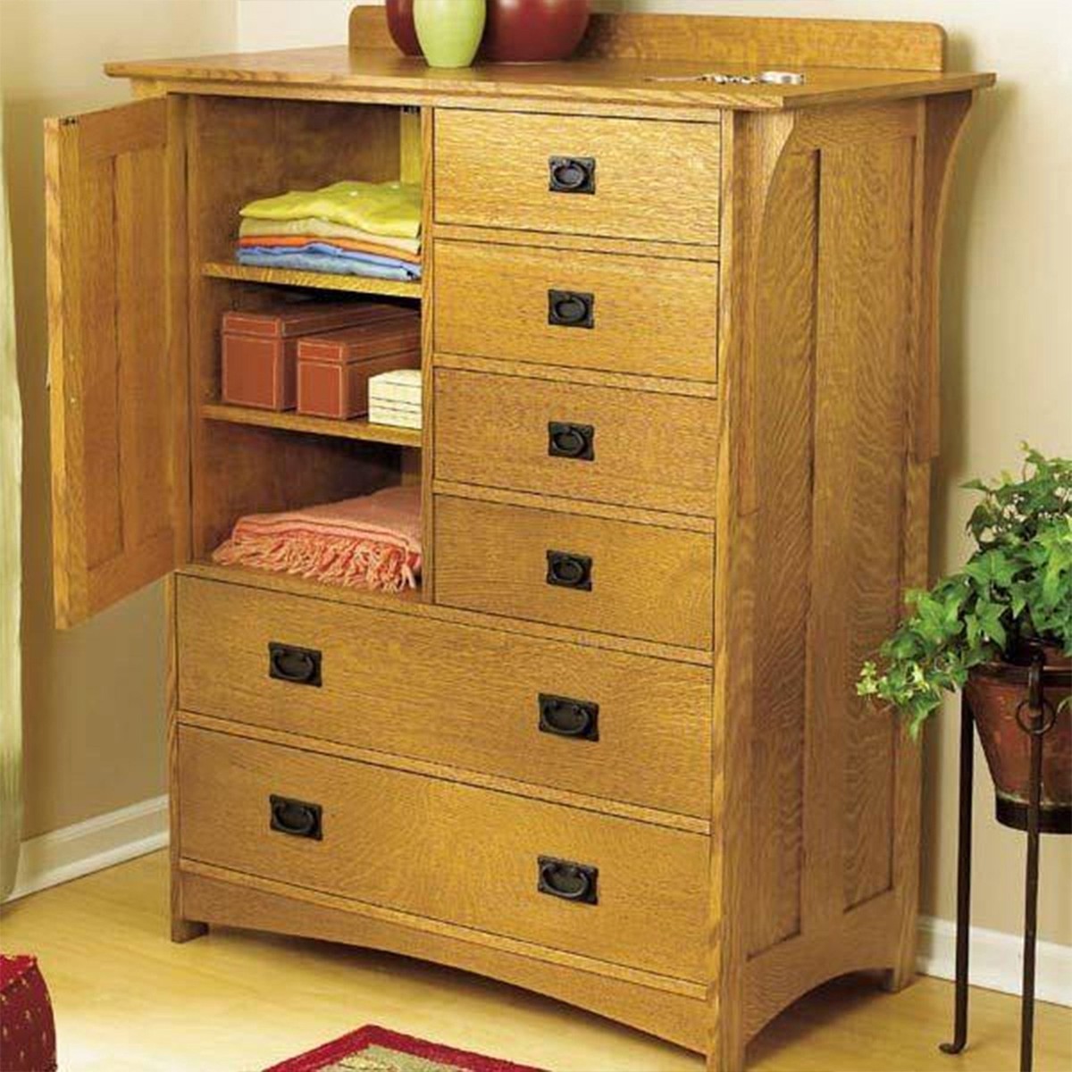 Downloadable Woodworking Project Plan to Build Arts and Crafts Dresser