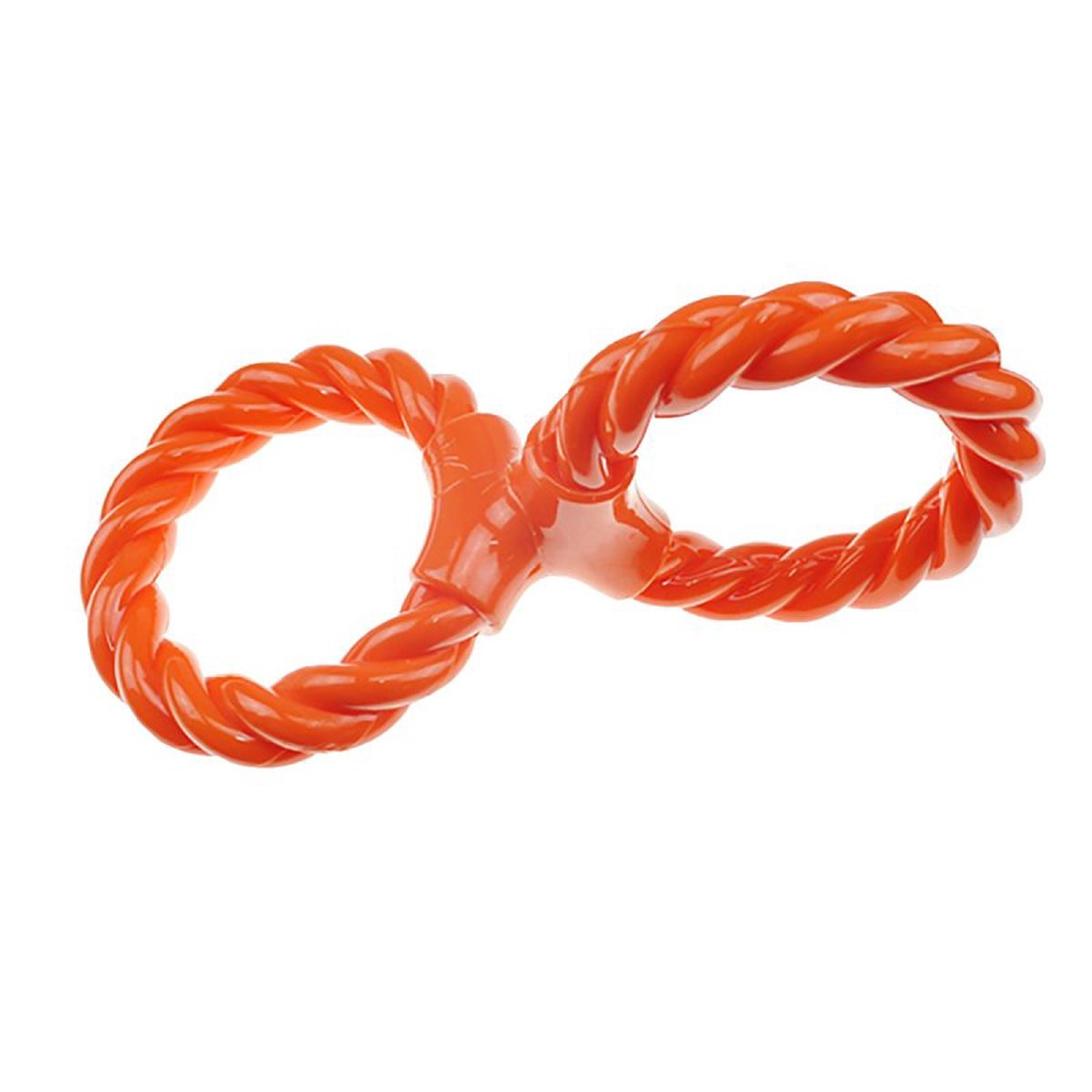 Infinity ZD2053 69 Dog Toy Rope Double Ring Twist Tug Thermoplastic Rubber Orange