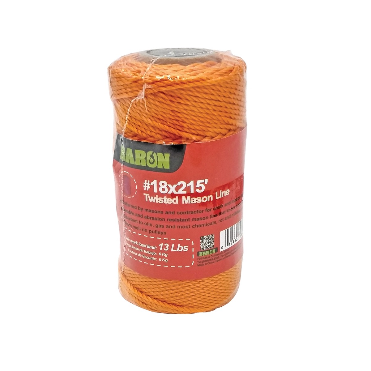 Baron 10812 Twisted Mason Line 215 Feet Orange