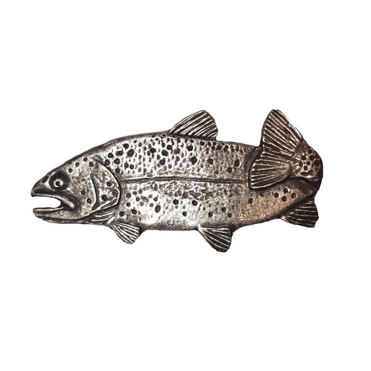 2 Long Trout Pull Left Facing Pewter Model 096P