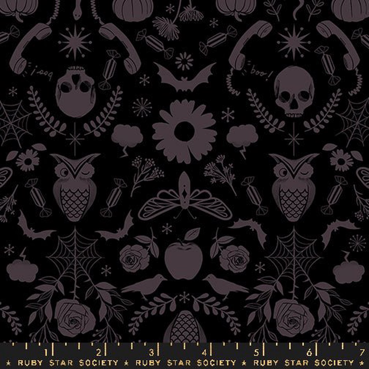 Creepy Damask in Black Good Spirits by Ruby Star Society (14 yard)