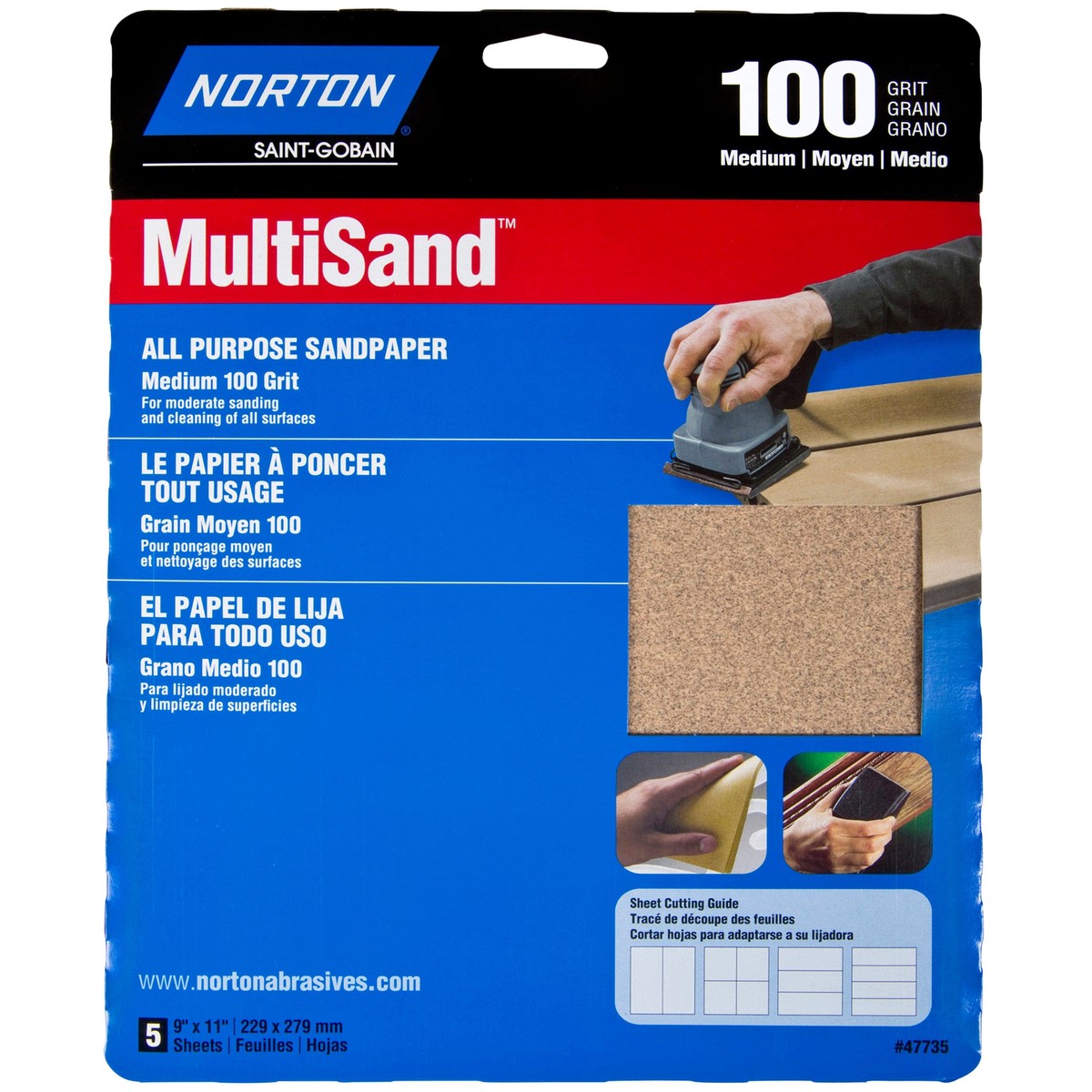 All Purpose Sandpaper - 9 x 11 - 5 Pack