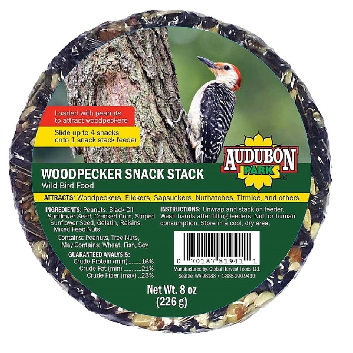 Audubon Park 13141 Woodpecker Snack Stack Wild Bird Food 8 Oz