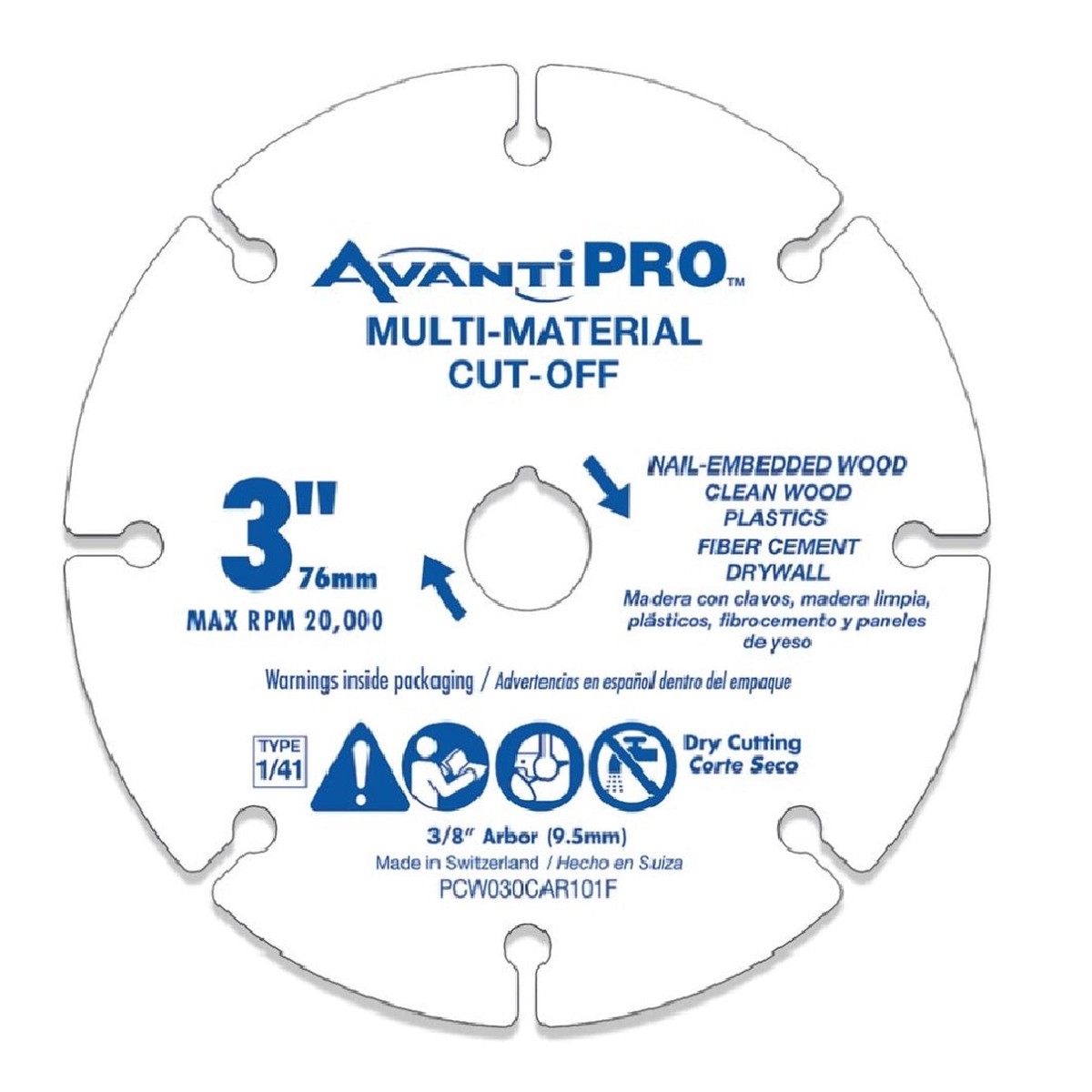 Avanti Pro PCW030CAR101F Cut-Off Wheel Carbide Abrasive