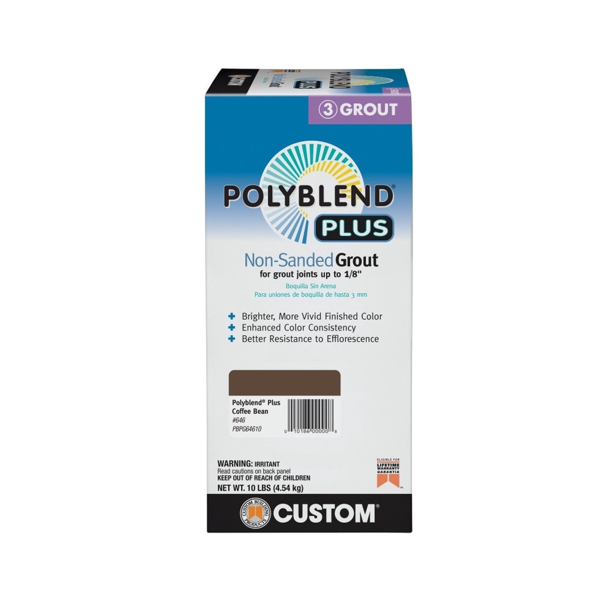 Custom Building Products PBPG64610 Polyblend Non-Sanded Grout Coffee Bean 10 lb
